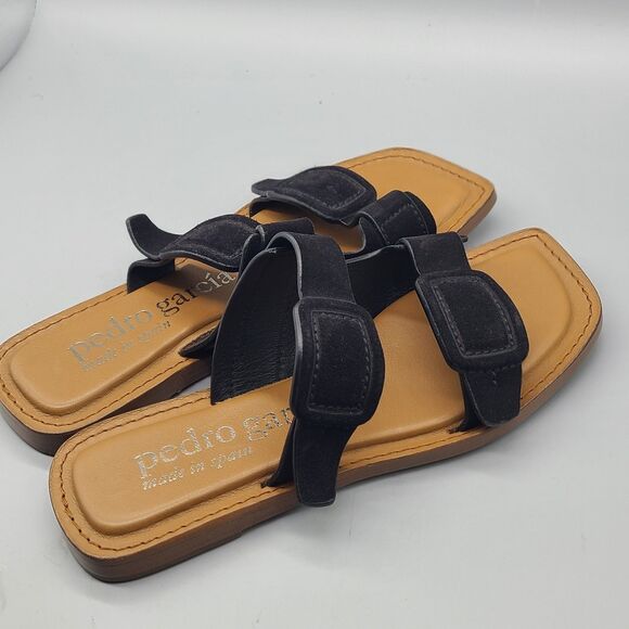 Pedro Garcia Zuly Womens Flat Sandals Slides Black Suede Leather EU 37 6.5-7 New - Picture 6 of 9